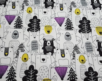 Flannel Fabric - Scandi Bears - By the yard - 100% Cotton Flannel