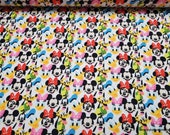 Character Flannel Fabric - Mickey Friends Packed - By the yard - 100% Cotton Flannel