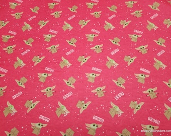 Character Flannel Fabric - Star Wars Mandalorian Poses and Stars - By the Yard - 100% Cotton Flannel