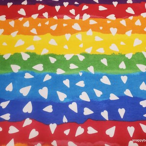 Flannel Fabric Heart Rainbow By the yard 100% Cotton Flannel image 1