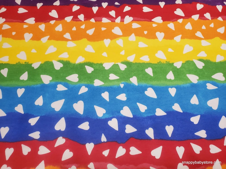 Flannel Fabric Heart Rainbow By the yard 100% Cotton Flannel image 1