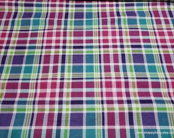 Flannel Fabric - Bright Med Plaid - By the yard - 100% Cotton Flannel