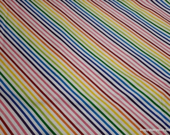 Flannel Fabric - Stripe Rainbow - By the yard - 100% Cotton Flannel