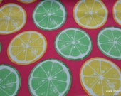 Flannel Fabric - Lemons and Limes Slices - By the yard - 100% Cotton Flannel