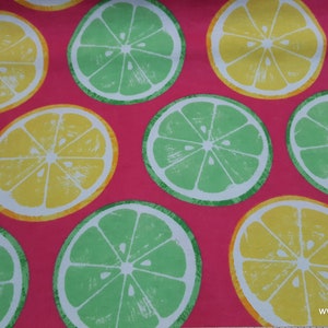 Flannel Fabric - Lemons and Limes Slices - By the yard - 100% Cotton Flannel