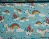 Flannel Fabric - Believe in Magic Unicorns Rainbows - By the yard - 100% Cotton Flannel