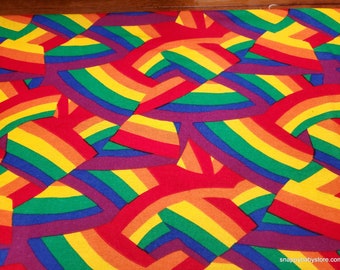 Flannel Fabric - Rainbow Allover - By the yard - 100% Cotton Flannel