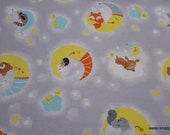 Flannel Fabric - Happy Moon Animals - By the yard - 100% Cotton Flannel