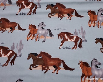Flannel Fabric - Horses in the Desert - By the yard - 100% Cotton Flannel