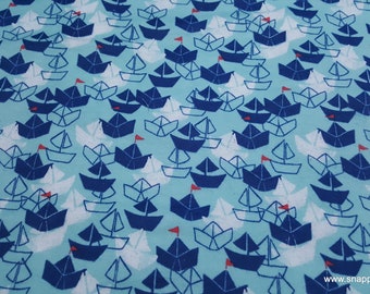 Flannel Fabric - Playful Cuties 3 Boats - By the yard - 100% Premium Cotton Flannel
