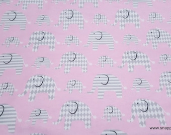 Flannel Fabric - Patterned Elephant Pink - By the yard - 100% Cotton Flannel