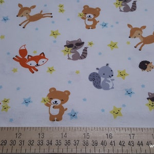 Flannel Fabric Happy Stars Animals By the yard 100% Cotton Flannel image 2