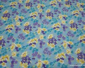 Flannel Fabric - Flower Painting Blue - By the yard - 100% Cotton Flannel