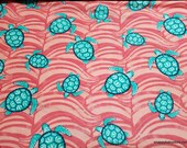 Flannel Fabric - Turtles on Coral - By the Yard - 100% Cotton Flannel