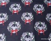 Christmas Flannel Fabric - Stag Head with Wreath - By the yard - 100% Cotton Flannel