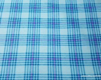 Flannel Fabric - Hadley Plaid Teal - By the yard - 100% Cotton Flannel