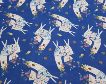 Flannel Fabric - Llama Party - By the yard - 100% Cotton Flannel