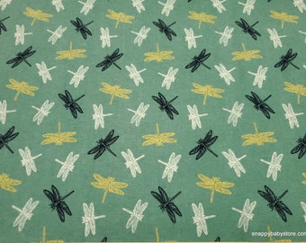 Flannel Fabric -In Full Bloom Dragonfly - By the yard - 100% Cotton Flannel