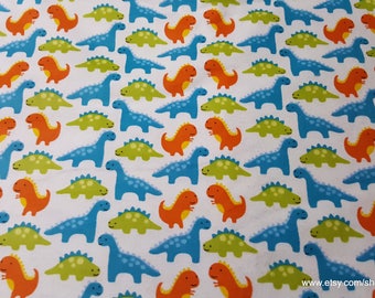Flannel Fabric - Dinosaur Friends - By the Yard - 100% Cotton Flannel