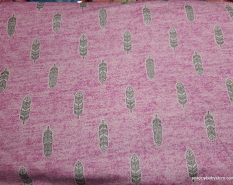 Luxe Flannel Fabric - Feathers Pink Heather Luxe - By the yard - 70% Rayon, 30 Cotton