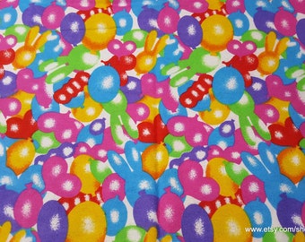 Flannel Fabric - Bunny Balloons - By the yard - 100% Cotton Flannel