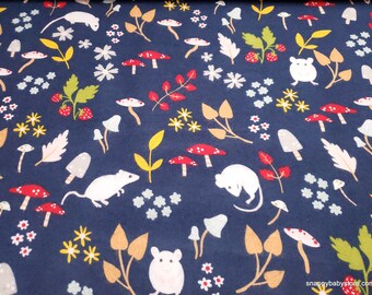 Flannel Fabric - Fall Mouse - By the yard - 100% Cotton Flannel