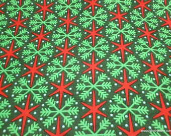 Christmas Flannel Fabric - Very Merry Snowflake - By the yard - 100% Cotton Flannel