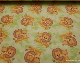 Flannel Fabric - Lion Family - By the yard - 100% Cotton Flannel