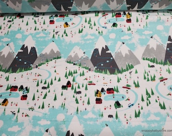 Flannel Fabric - Winter Ski Lodge - By the yard - 100% Cotton Flannel