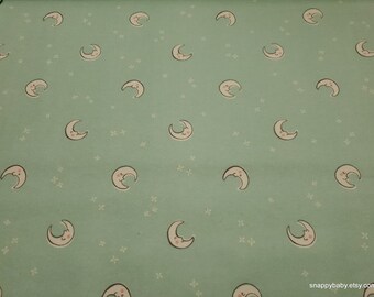 Flannel Fabric - Over the Moon Crescent Moons Blue - By the yard - 100% Cotton Flannel