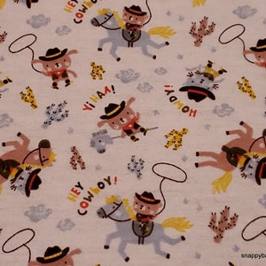 Flannel Fabric - Wild Wild West Howdy Hey Cowboy - By the yard - 100% Cotton Flannel