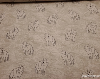Flannel Fabric - Wolf Sketch Wilderness - By the Yard - 100% Cotton Flannel