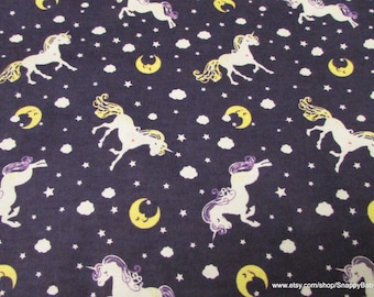 Flannel Fabric - Unicorns on Purple - By the Yard - 100% Cotton Flannel