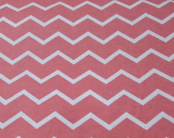 Flannel Fabric - Chevron Coral - By the yard - 100% Cotton Flannel