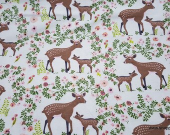 Flannel Fabric - Petunia Deer - By the yard - 100% Cotton Flannel