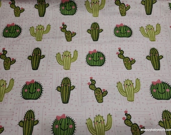 Flannel Fabric - Cactus Smiling Friends - By the yard - 100% Cotton Flannel