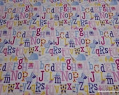 Flannel Fabric - Pink ABCs - By the yard - 100% Cotton Flannel