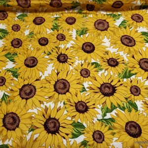 Flannel Fabric - Packed Sunflowers - By the yard - 100% Cotton Flannel