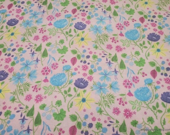Flannel Fabric - Pink Flower Field - By the yard - 100% Cotton Flannel