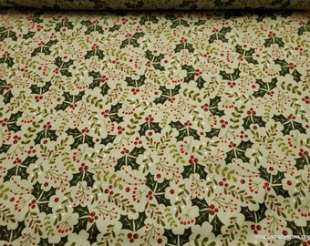 Christmas Premium Flannel Fabric - Jingle Bell Holly Daze Light Green Premium - By the yard - 100% Premium Cotton Flannel