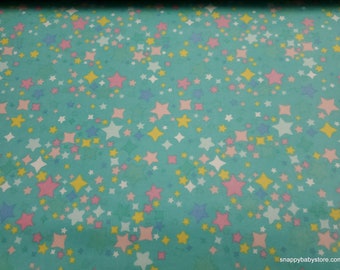 Premium Flannel Fabric - Twinkle Comfort Twilight Stars Jade - By the yard - 100% Cotton Flannel Premium