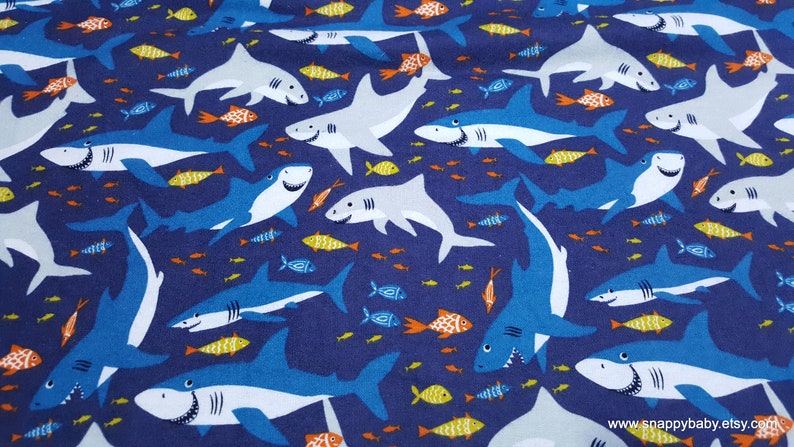 Happy Shark Friends Multi Flannel Fabric 100/% Cotton Flannel By the yard