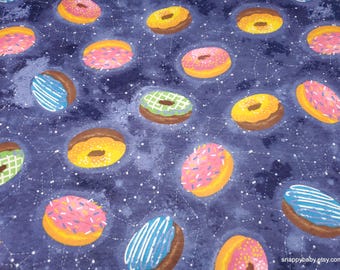 Flannel Fabric - Donuts in Space - By the yard - 100% Cotton Flannel