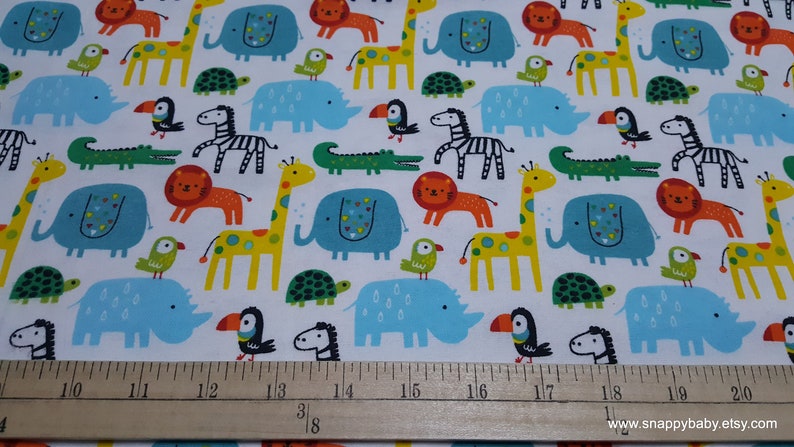 Bright Safari Animals 100/% Cotton Flannel By the yard Flannel Fabric