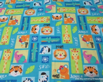 Flannel Fabric - Safari Blocks - By the yard - 100% Cotton Flannel