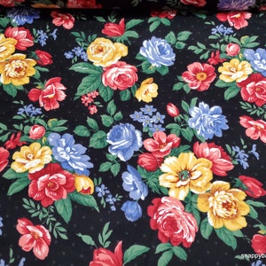 Premium Flannel Fabric Pemberley Floral Black Premium By the yard 100% Cotton Flannel image 1