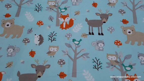 Flannel Fabric - Sweet Woodlanders - By the yard - 100% Cotton Flannel