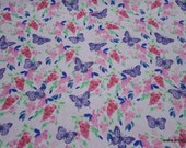 Flannel Fabric - Painted Butterflies Pink Navy - By the yard - 100% Cotton Flannel