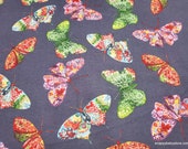 Flannel Fabric - Multicolor Butterflies on Gray - By the Yard - 100% Cotton Flannel