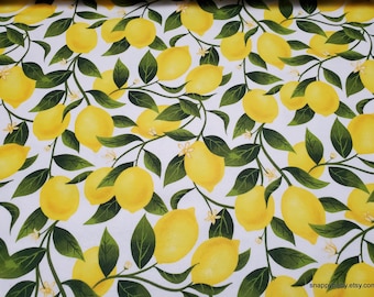 Remnant Flannel Fabric - Bold Summer Lemon Branches - Choose your Size - 100% Cotton Flannel
